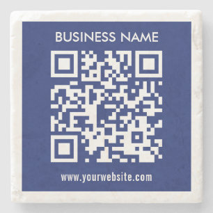 Editable (instantly generated) QR code   Navy Blue Stone Coaster