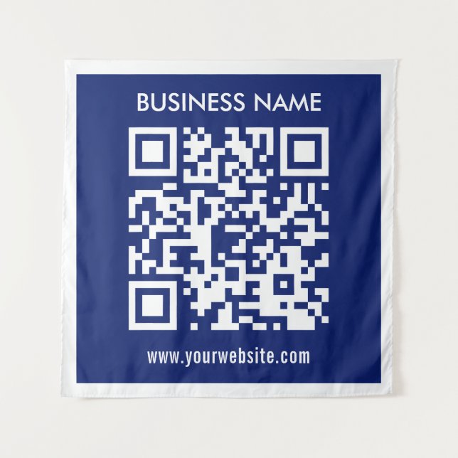 Editable (instantly generated) QR code | Navy Blue Tapestry (Front)