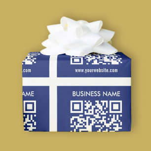 Editable (instantly generated) QR code   Navy Blue Wrapping Paper
