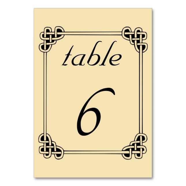 Editable Irish Celtic Knot Table Number (Front)