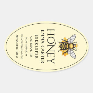 Editable Ivory 24 oz Queenline Honey Label