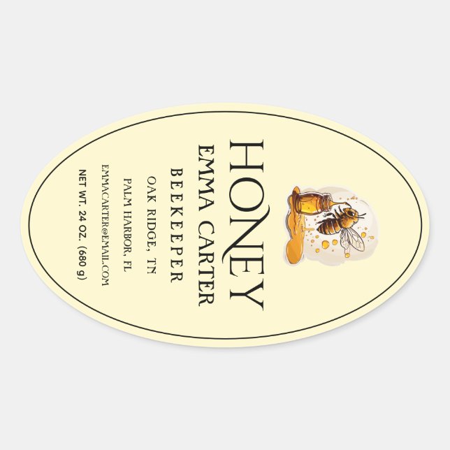 Editable Ivory 24 oz Queenline Honey Label (Front)