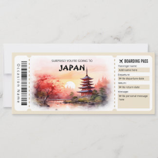 Editable Japan Plane Boarding Pass Invitation