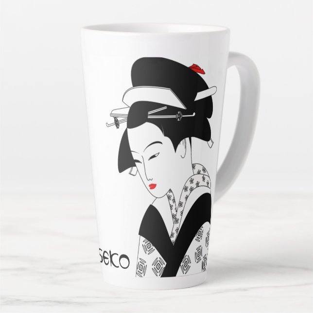 Editable Japanese Lady Latte Mug (Right Angle)