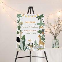Editable Jungle Safari Baby Shower Welcome Sign