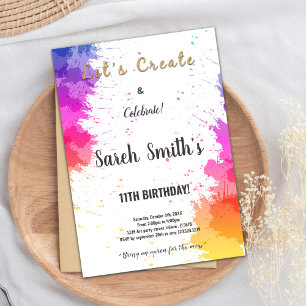Editable Kids Art Party Thank You or Invite Card