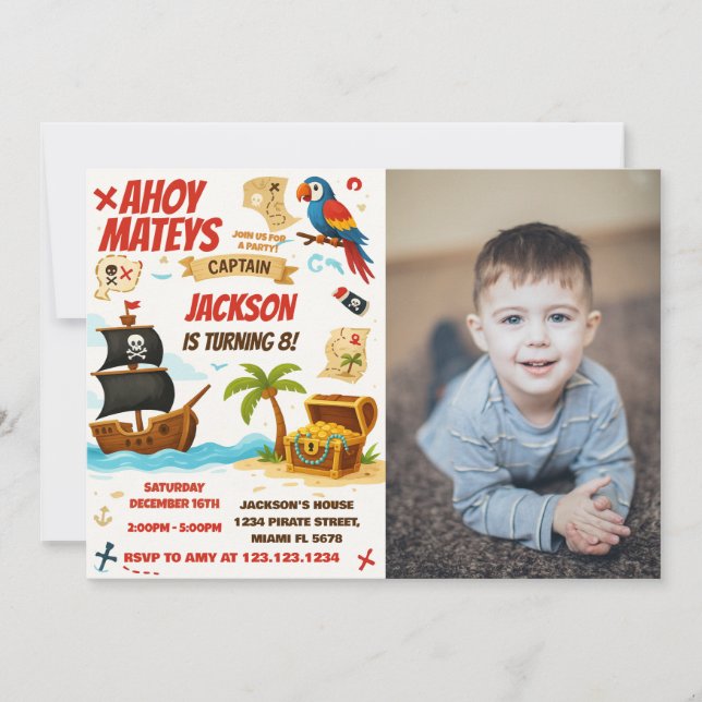 Editable Kids Treasure Hunt Card with photo (Front)
