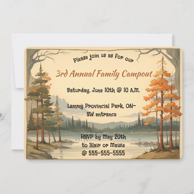 Editable Landscape Lake and Trees Invitation (Front)