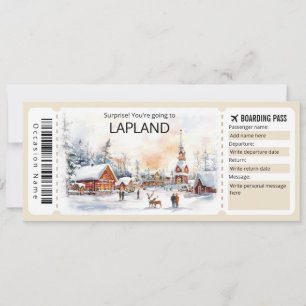 Editable Lapland Plane ticket, Lapland Trip Invitation