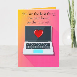 Editable Laptop Internet Dating Valentine's Day Card