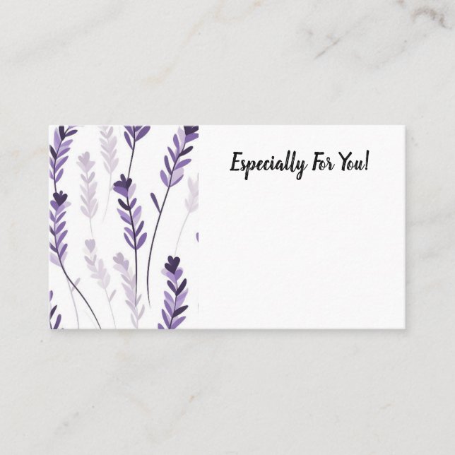 Editable Lavender Flower Shop Bouquet Message Card (Front)