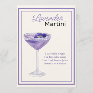 Editable Lavender Martini Recipe Card