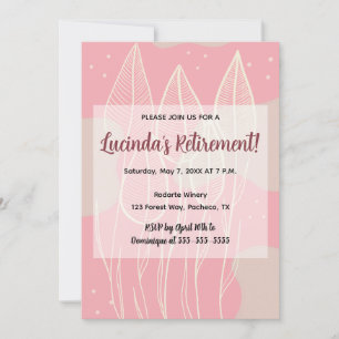Editable Leaves and Dusty Rose Background  Invitation