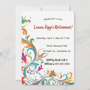 Editable Leaves and Swirls Invitation