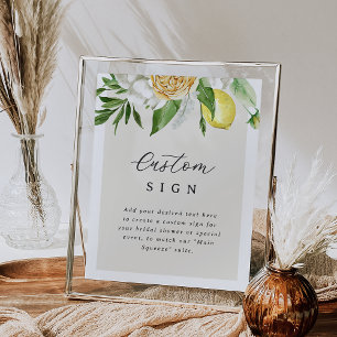 Editable Lemon Bridal Shower Custom Sign Template