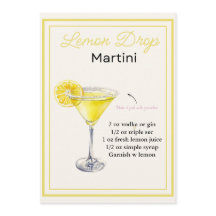 Editable Lemon Drop Martini Recipe Card