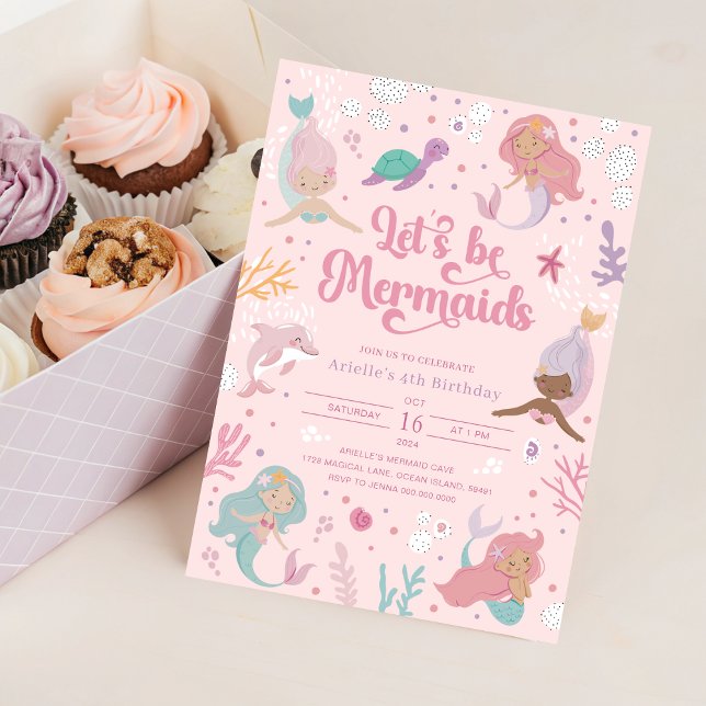 Editable Let's Be Mermaids Birthday Invitation (Editable Let's Be Mermaids Birthday Invitation
)