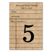 Editable Library Card Table Number