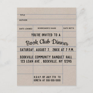 Editable Library Loan Card Invitation