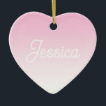 (Editable) Light Pink Color Ombre & Your Text Ceramic Ornament<br><div class="desc">Any name or word in a retro-modern calligraphy.</div>