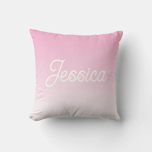 (Editable) Light Pink Color Ombre & Your Text Cushion (Front)