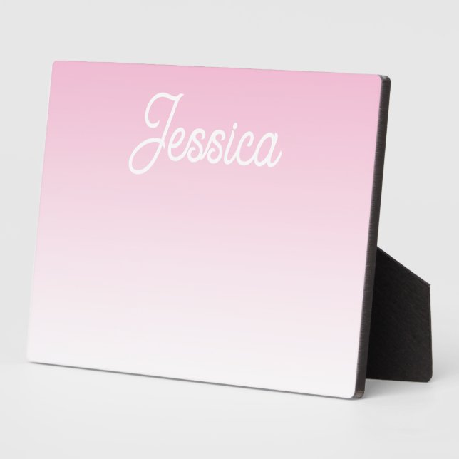 (Editable) Light Pink Color Ombre & Your Text Plaque (Side)