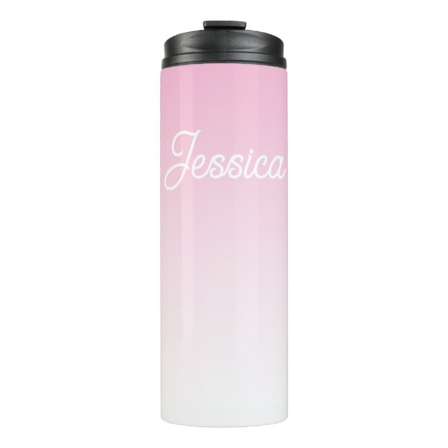 (Editable) Light Pink Color Ombre & Your Text Thermal Tumbler (Front)