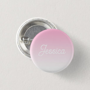 (Editable) Light Pink Colour Ombre & Your Text 3 Cm Round Badge