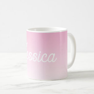 (Editable) Light Pink Colour Ombre & Your Text Coffee Mug