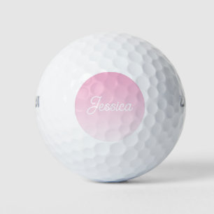(Editable) Light Pink Colour Ombre & Your Text Golf Balls