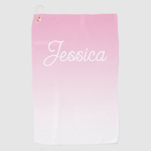 (Editable) Light Pink Colour Ombre & Your Text Golf Towel