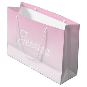 (Editable) Light Pink Colour Ombre & Your Text Large Gift Bag
