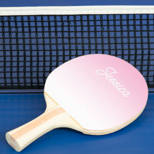(Editable) Light Pink Colour Ombre & Your Text Ping Pong Paddle