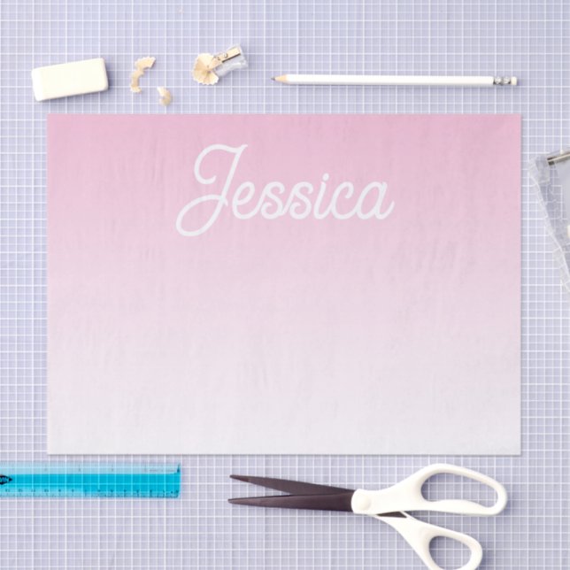 (Editable) Light Pink Colour Ombre & Your Text Tissue Paper (Craft)