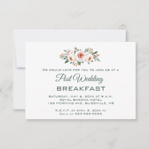Editable Light Pink Roses Post Wedding Breakfast RSVP Card