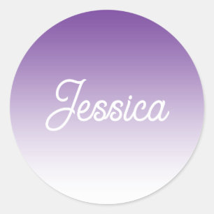 (Editable) Light Purple Color Ombre & Your Text Classic Round Sticker