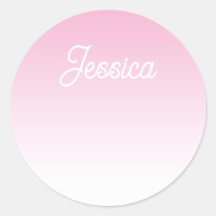 (Editable) Light Purple Color Ombre & Your Text Classic Round Sticker