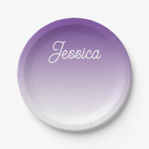 (Editable) Light Purple Color Ombre & Your Text Paper Plate