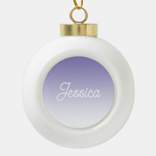 (Editable) Light Purple Colour Ombre & Your Text Ceramic Ball Christmas Ornament