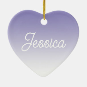 (Editable) Light Purple Colour Ombre & Your Text Ceramic Ornament