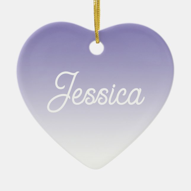 (Editable) Light Purple Colour Ombre & Your Text Ceramic Ornament (Front)