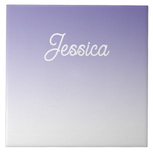 (Editable) Light Purple Colour Ombre & Your Text Ceramic Tile