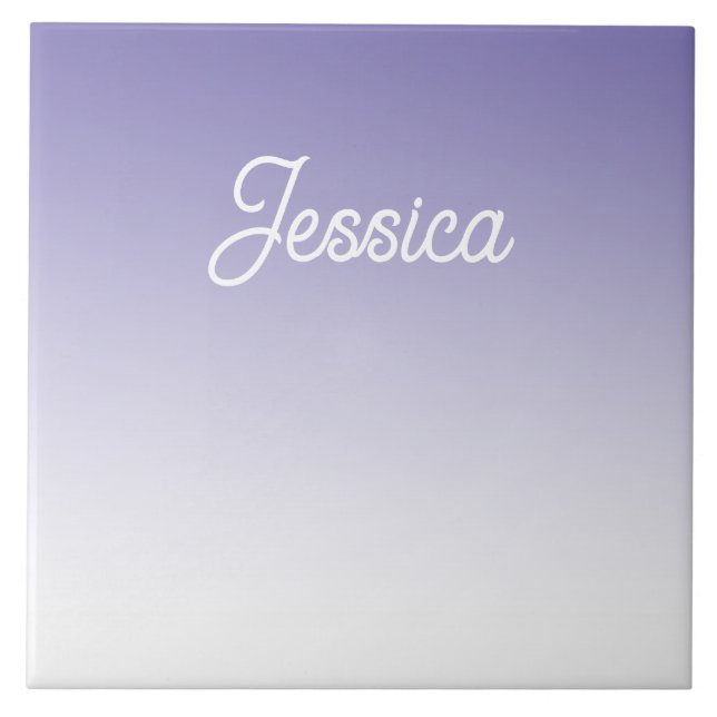 (Editable) Light Purple Colour Ombre & Your Text Ceramic Tile (Front)