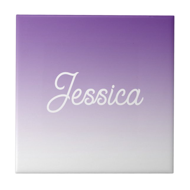 (Editable) Light Purple Colour Ombre & Your Text Ceramic Tile (Front)