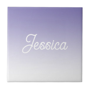 (Editable) Light Purple Colour Ombre & Your Text Ceramic Tile