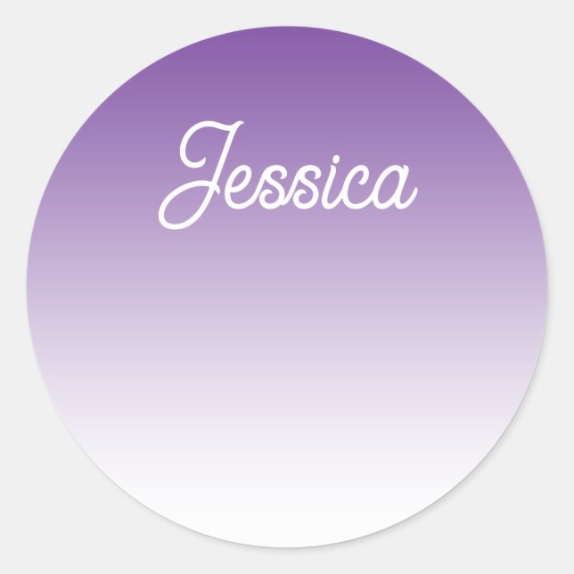 (Editable) Light Purple Colour Ombre & Your Text Classic Round Sticker (Front)