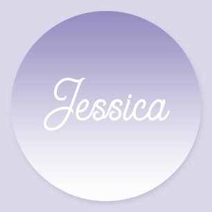 (Editable) Light Purple Colour Ombre & Your Text Classic Round Sticker