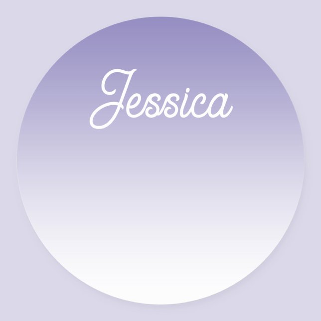 (Editable) Light Purple Colour Ombre & Your Text Classic Round Sticker (Creator Uploaded)