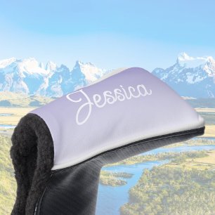 (Editable) Light Purple Colour Ombre & Your Text Golf Head Cover