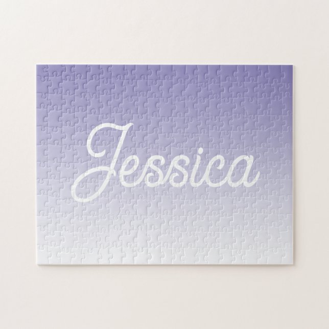 (Editable) Light Purple Colour Ombre & Your Text Jigsaw Puzzle (Horizontal)